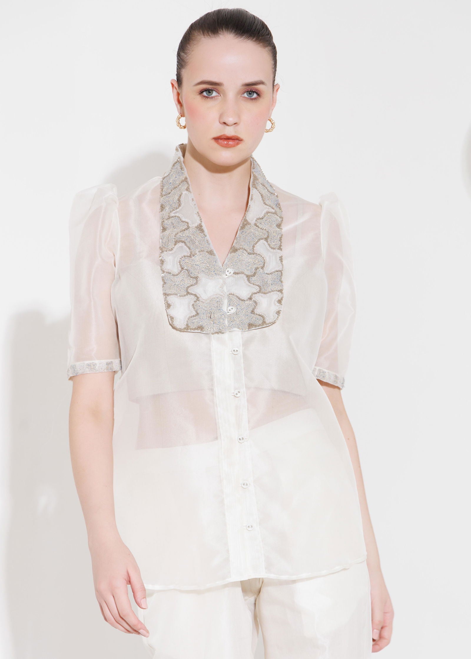 ABSTRACT PIXI PATCH COLLAR SHIRT