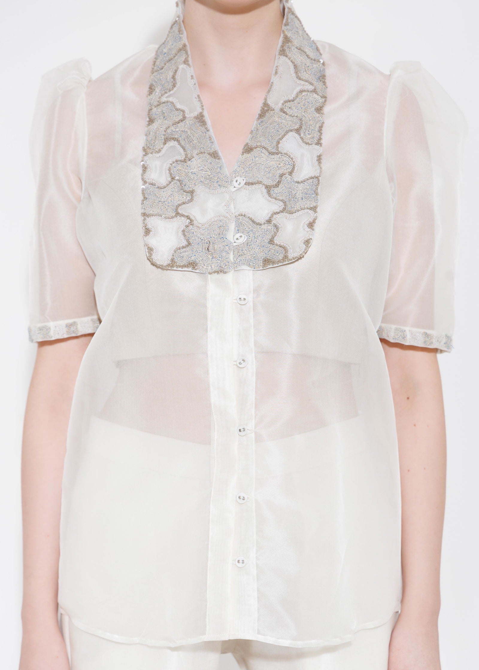 ABSTRACT PIXI PATCH COLLAR SHIRT