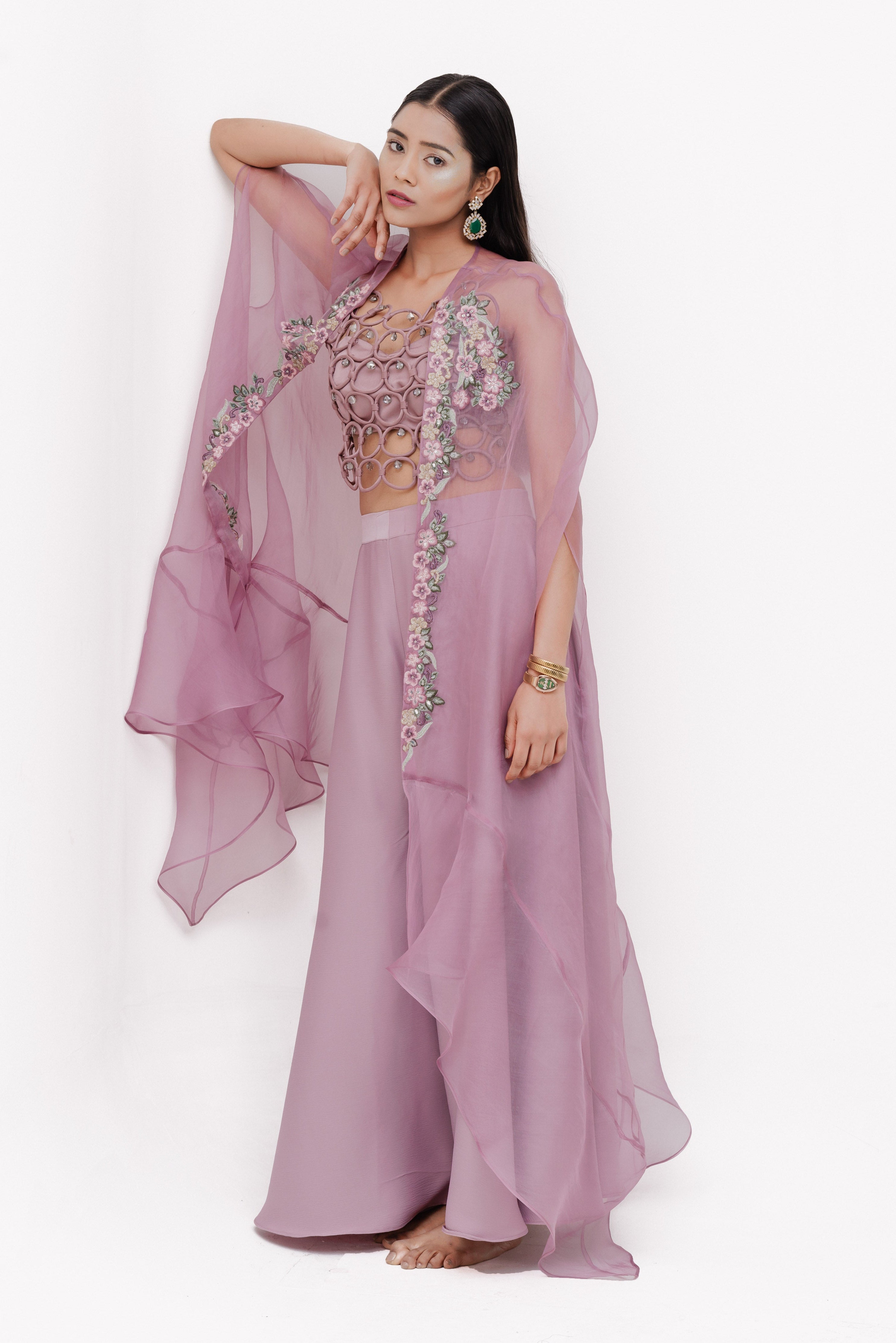 VENUS RING BLOUSE, PLASO AND CAPE SET