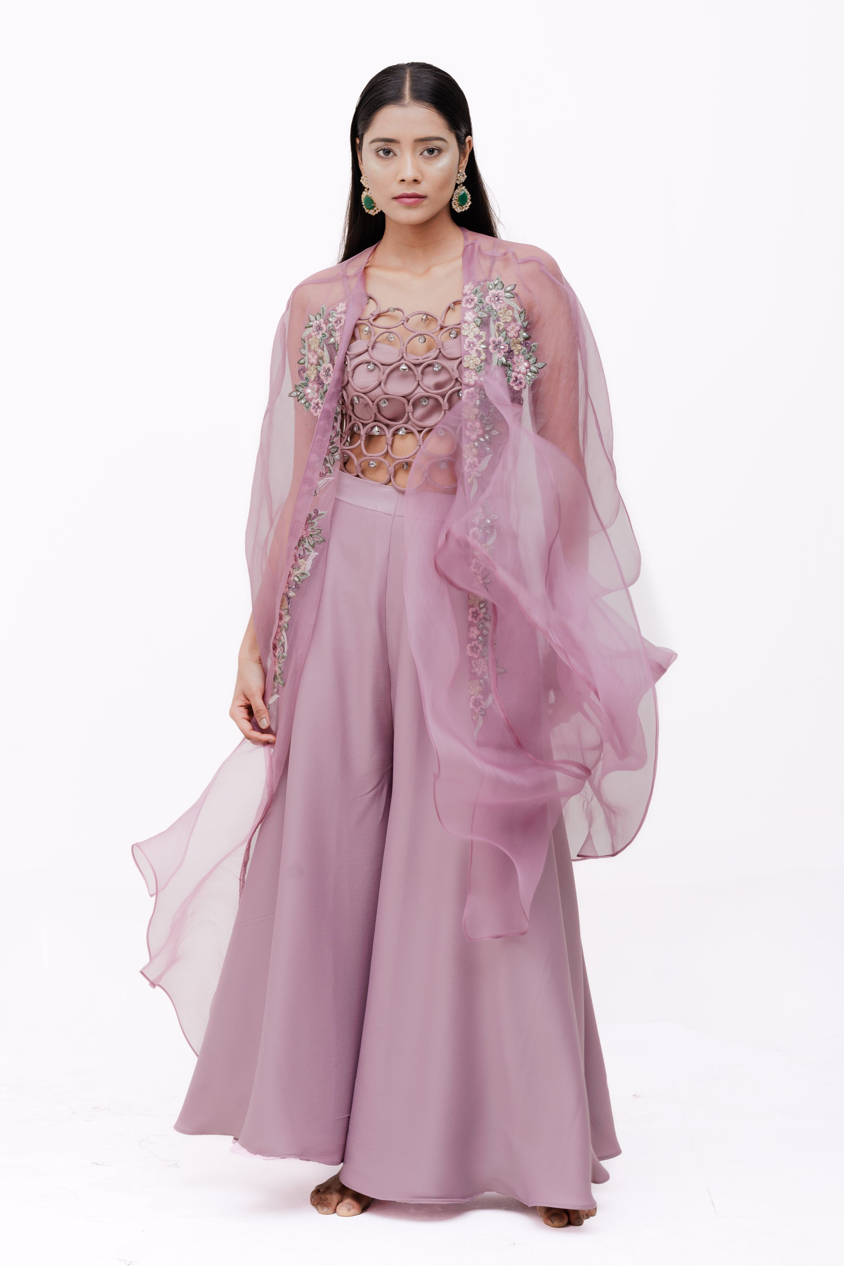 VENUS RING BLOUSE, PLASO AND CAPE SET