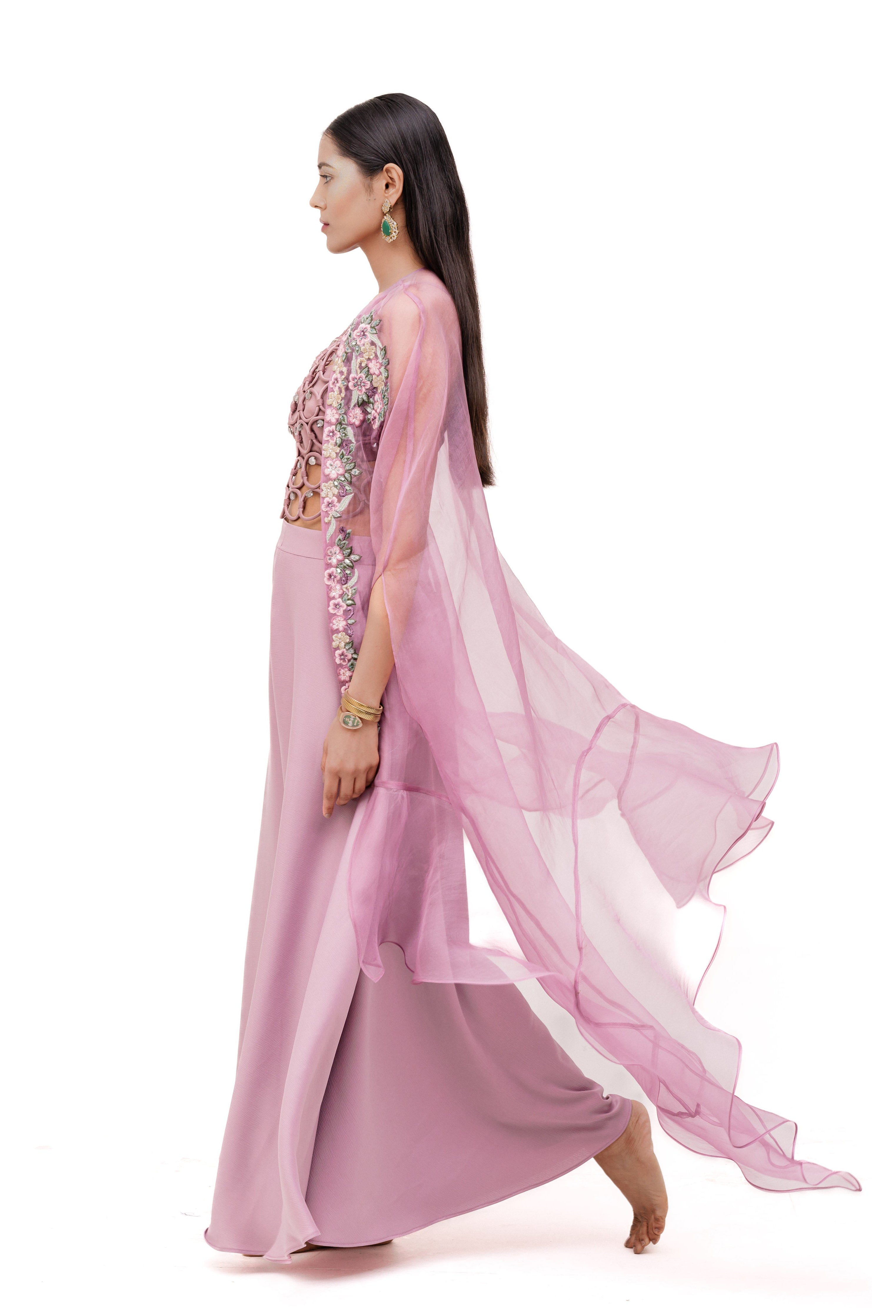VENUS RING BLOUSE, PLASO AND CAPE SET