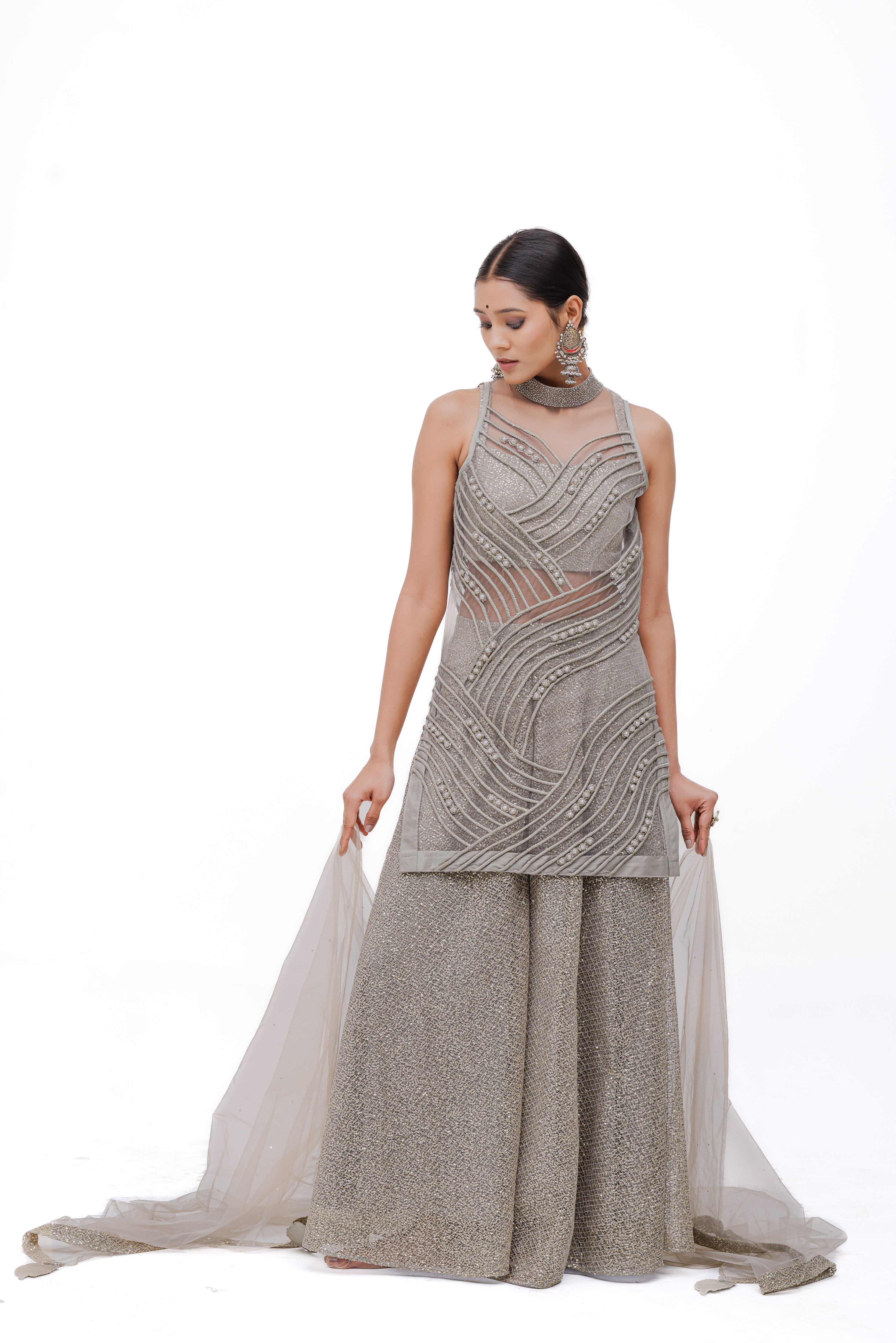 PEARL ZADE SHARARA SET (Gold)