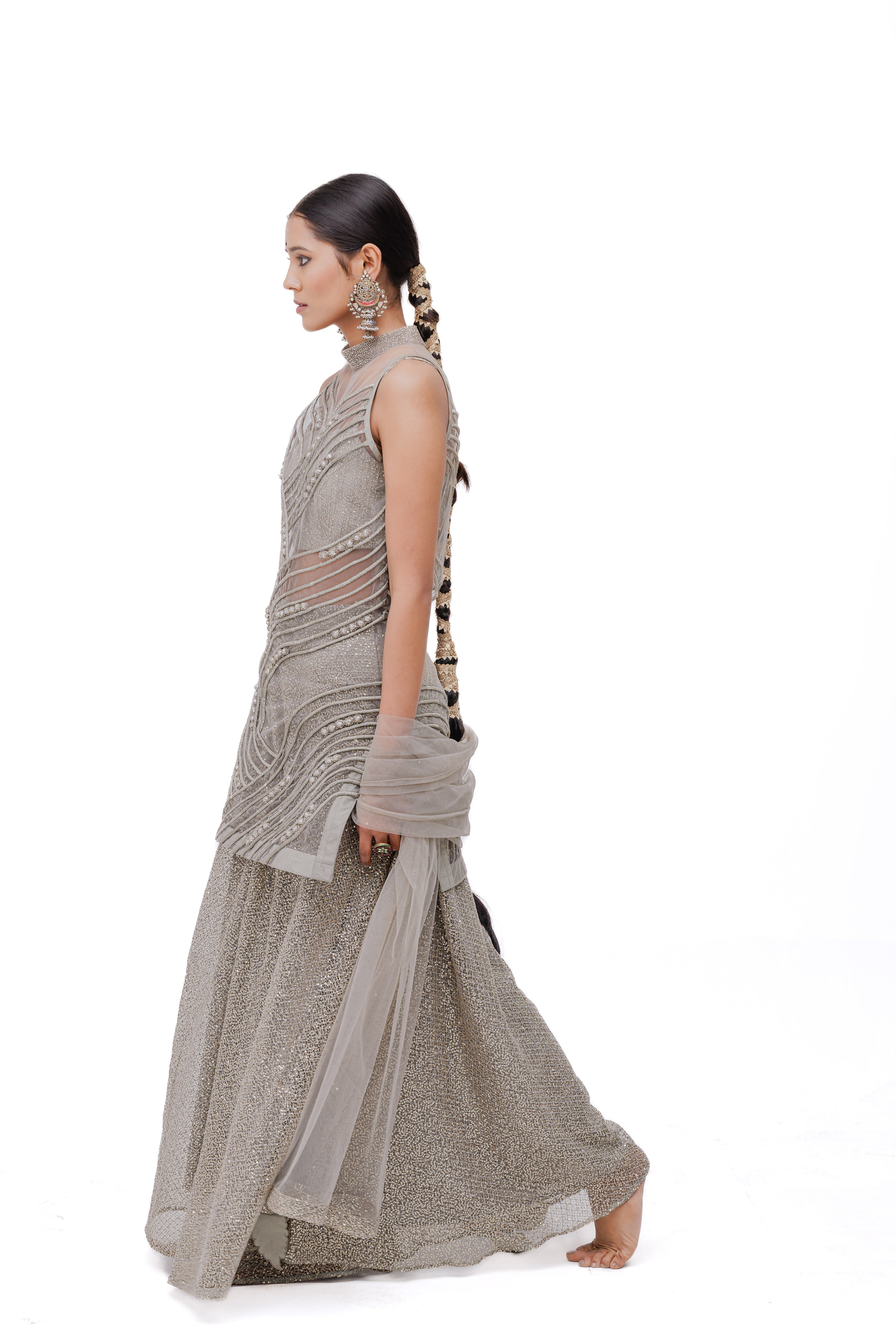 PEARL ZADE SHARARA SET (Gold)