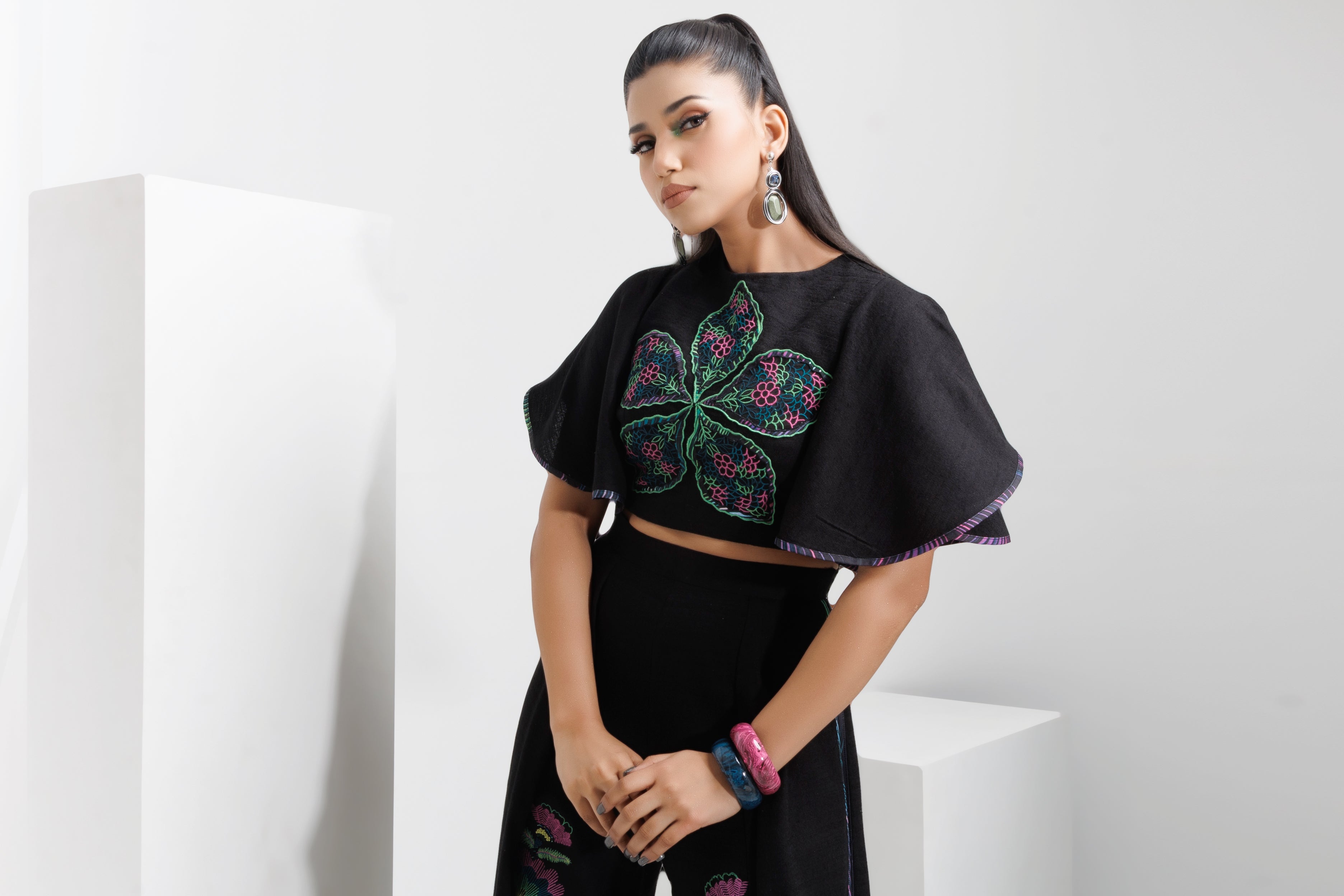 ZINNIA DRAPE PANTS & IRIS TOP SET - The Silk Love
