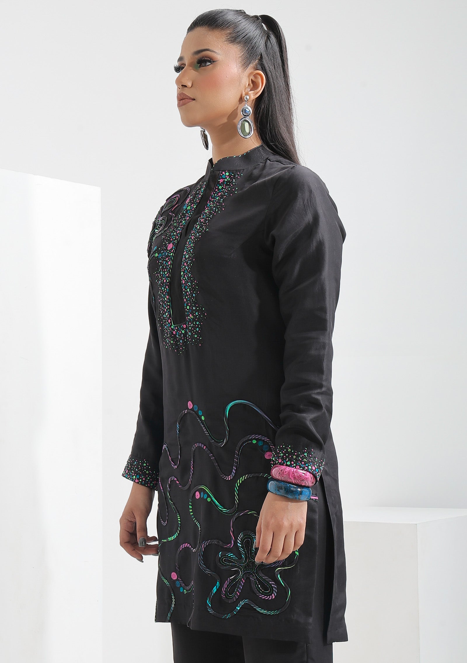 SHADOW WAVES TUNIC SET - The Silk Love