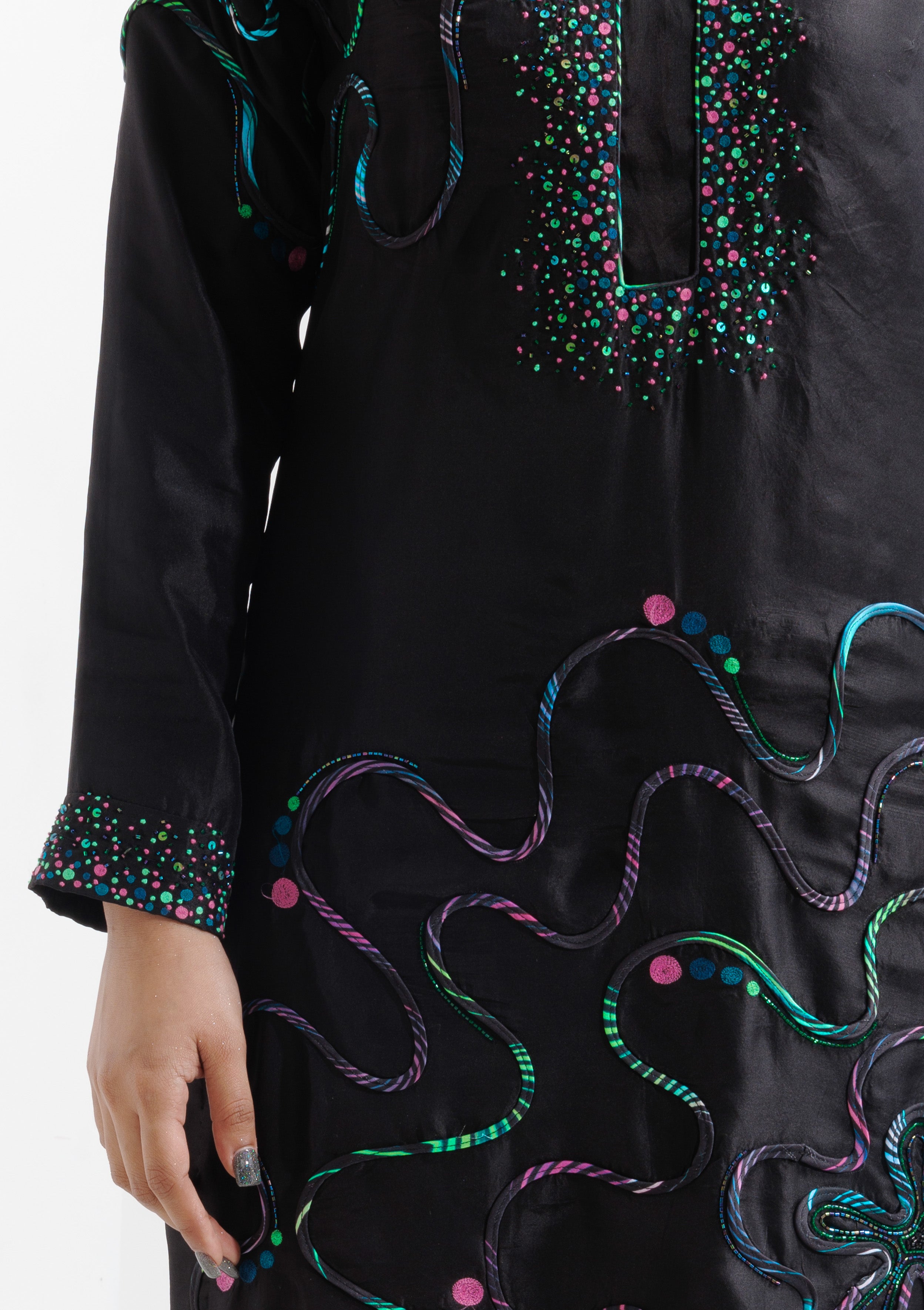 SHADOW WAVES TUNIC SET - The Silk Love