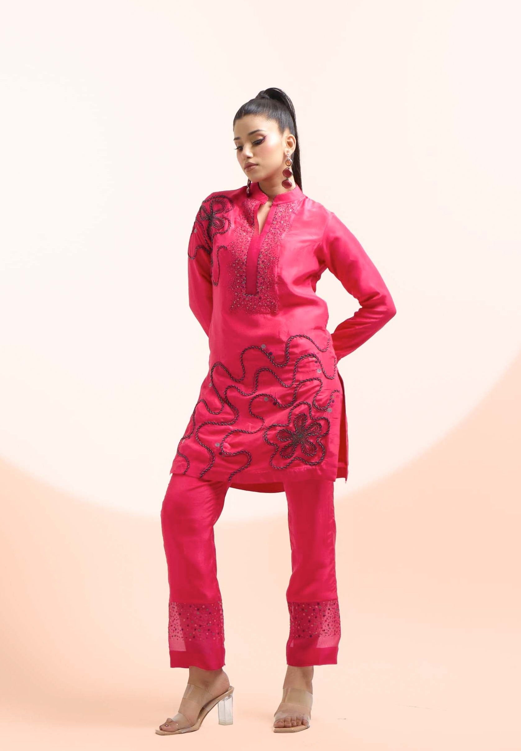 SHADOW WAVES TUNIC SET - The Silk Love