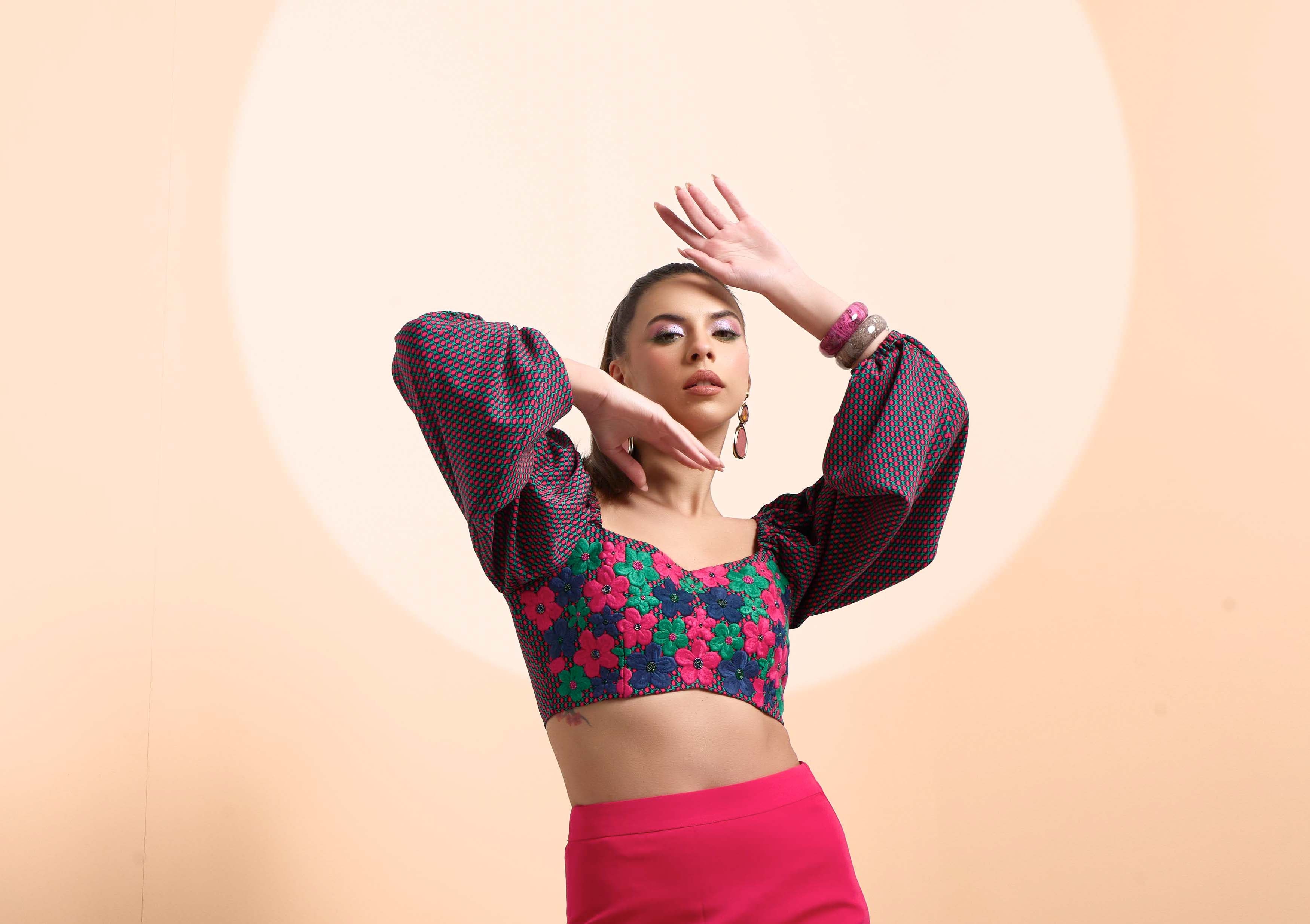 WAVES MERMAID SKIRT & POPPY CROP TOP SET - The Silk Love