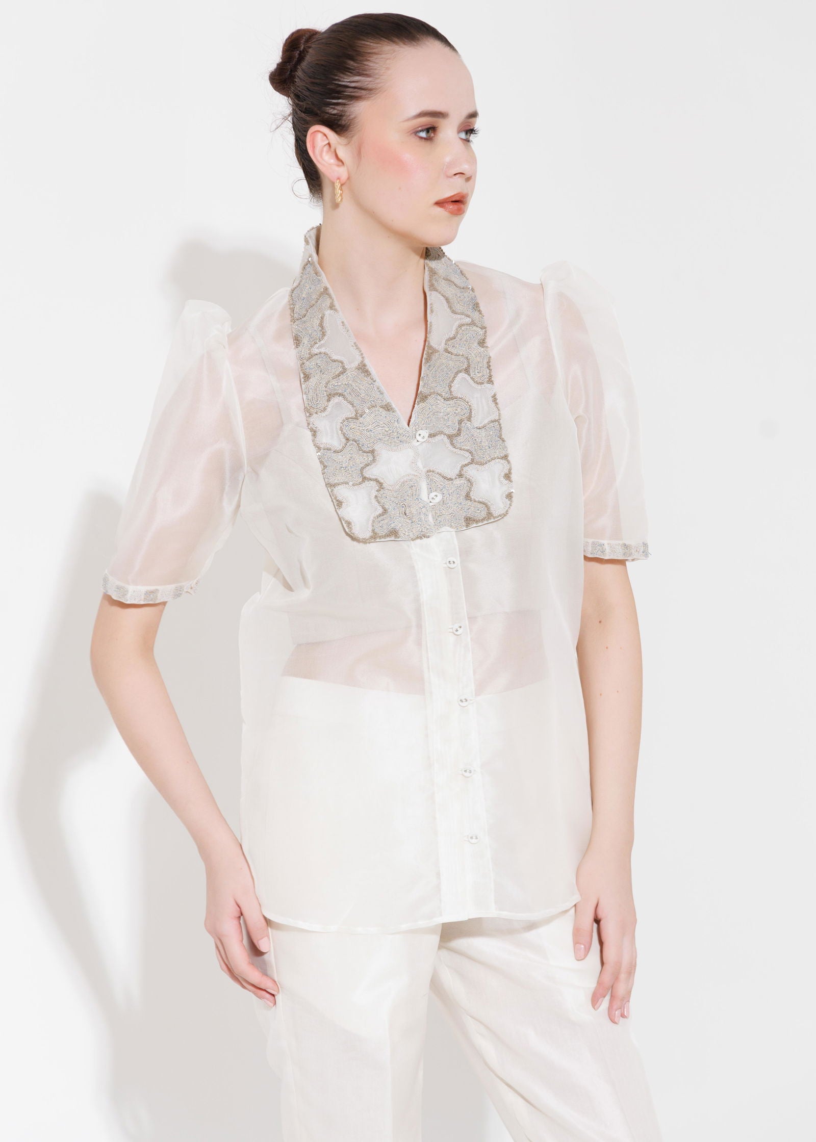 ABSTRACT PIXI PATCH COLLAR SHIRT