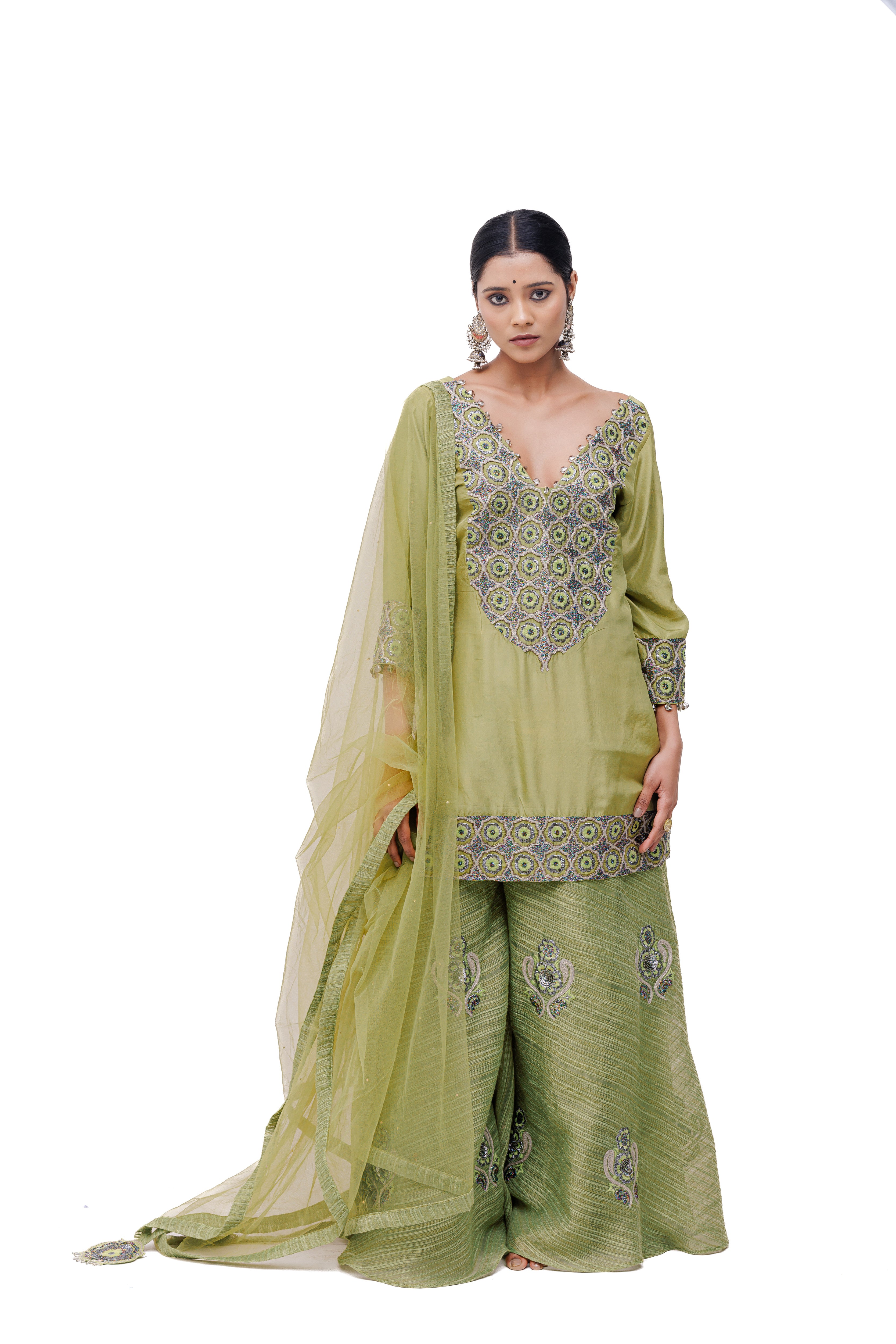 NAAZ SHARARA SET (Lime)