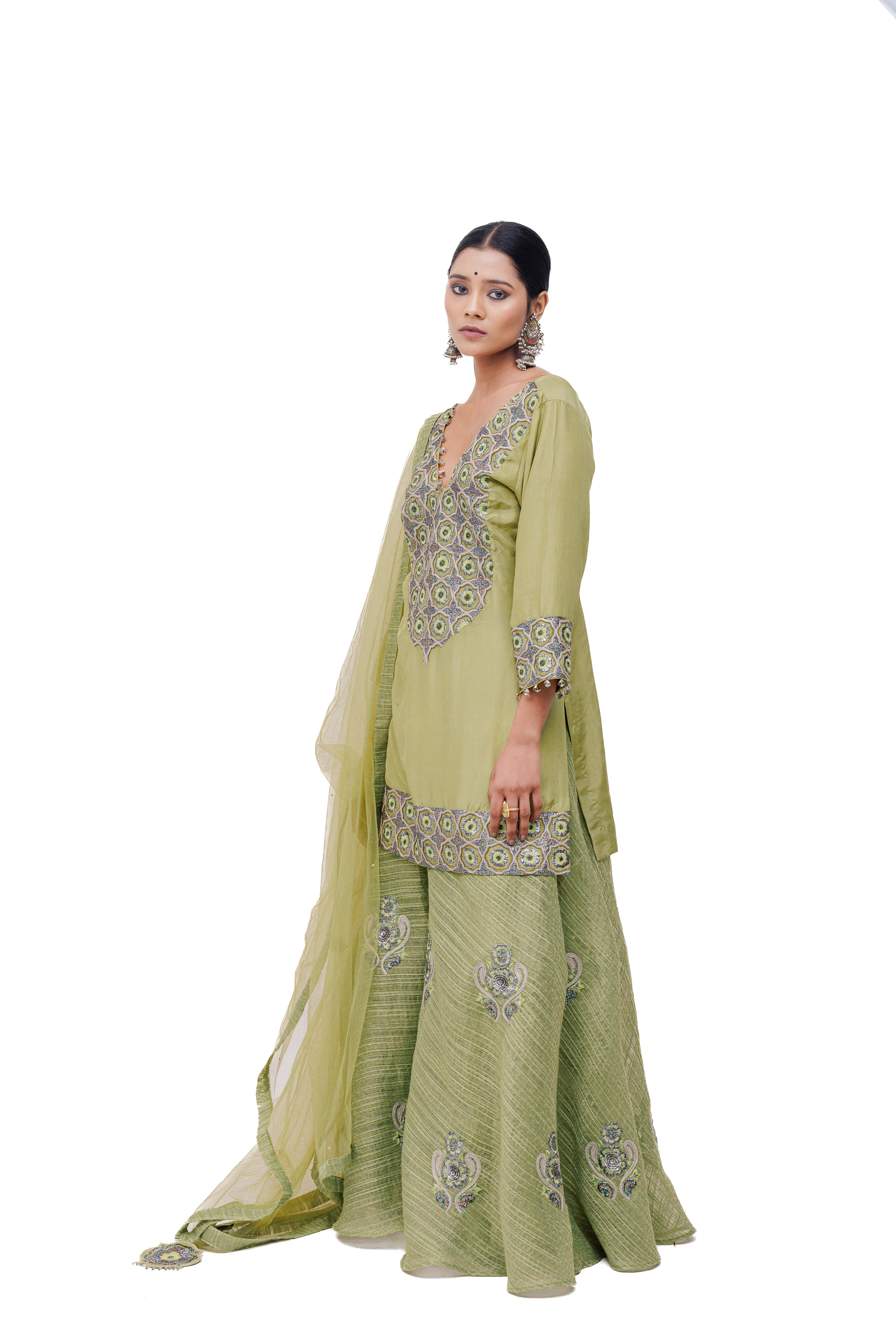 NAAZ SHARARA SET (Lime)