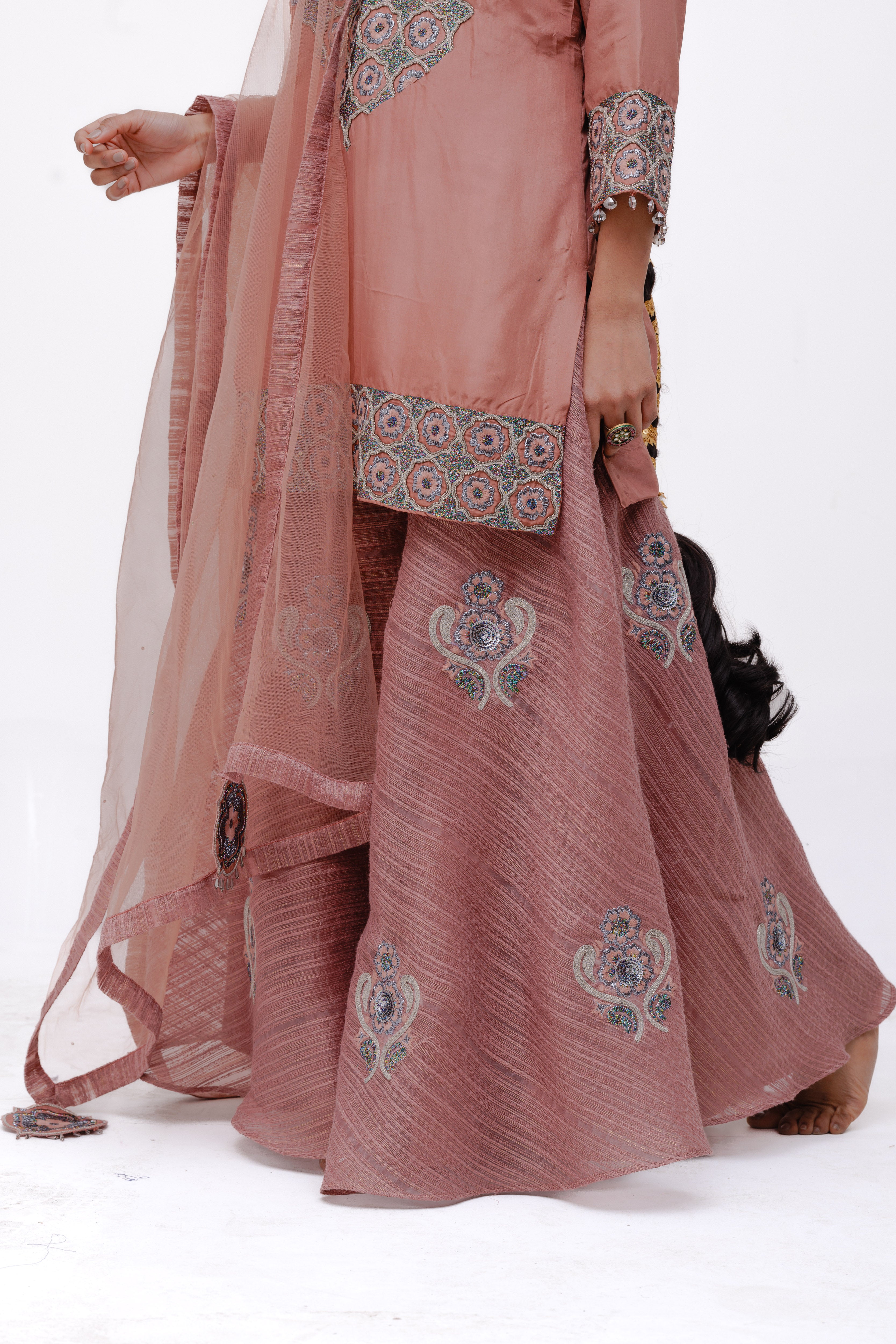 NAAZ SHARARA SET (ROSE PINK )