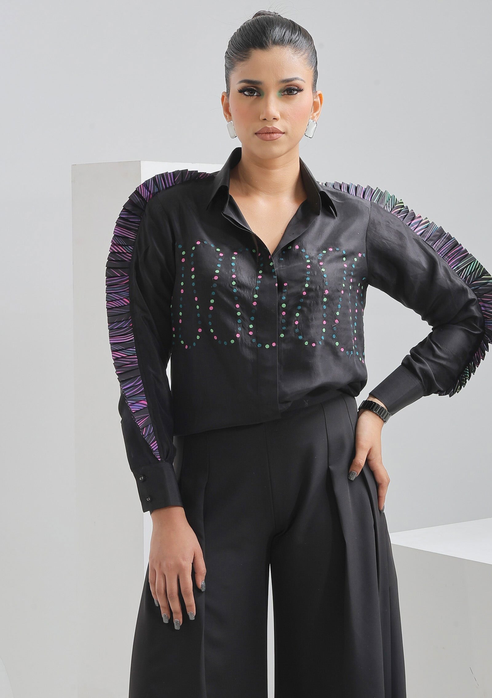 PLEATED WAVES SHIRT