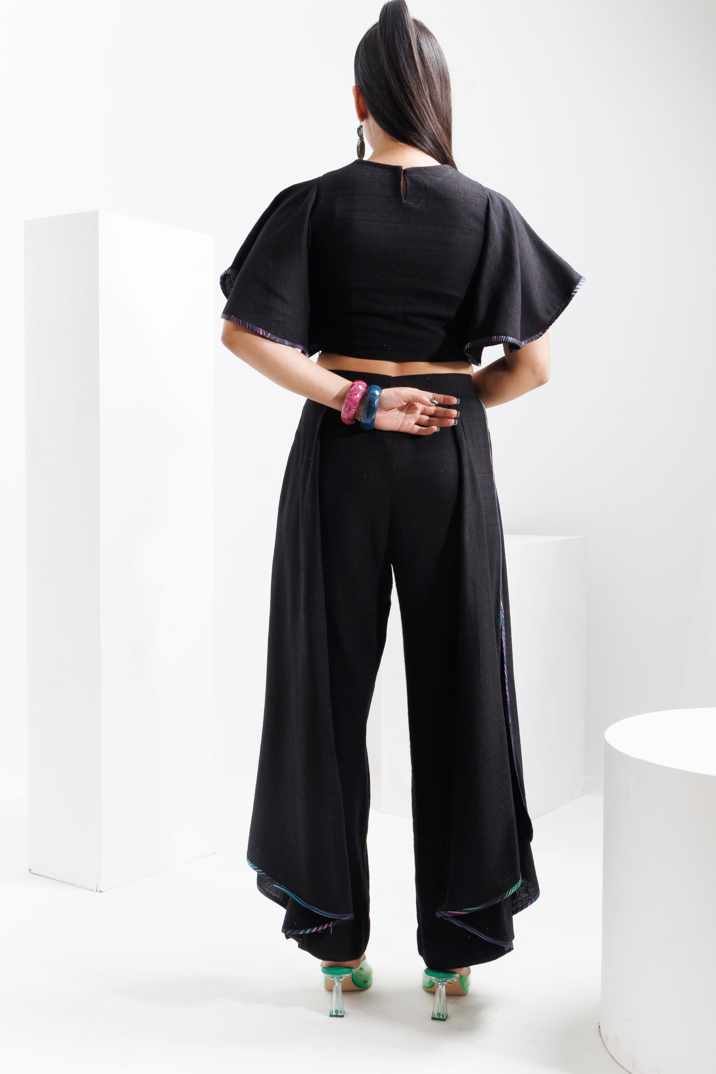 ZINNIA DRAPE PANTS & IRIS TOP SET - The Silk Love