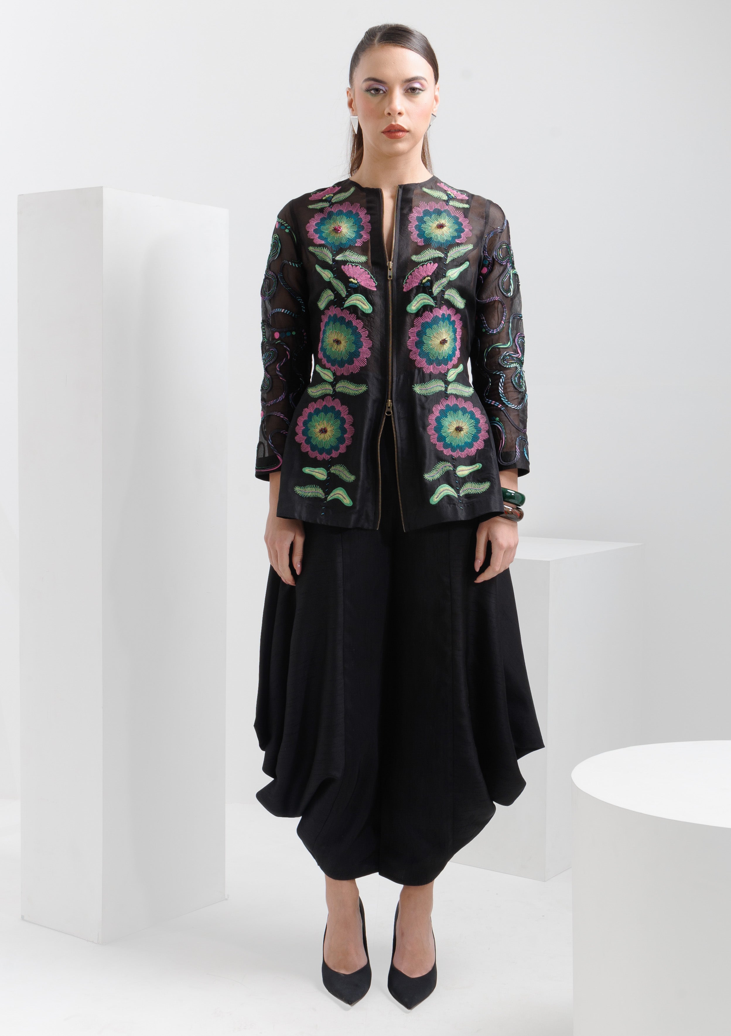 ZINNIA JACKET WITH DHOTI PANTS - The Silk Love