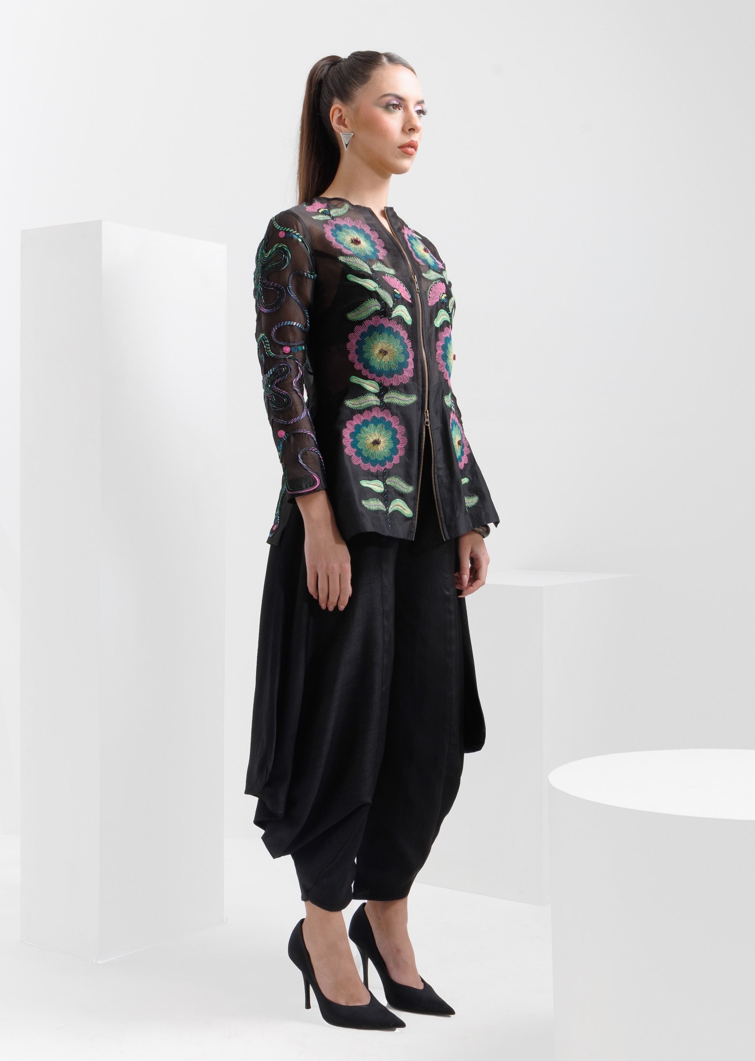 ZINNIA JACKET WITH DHOTI PANTS - The Silk Love