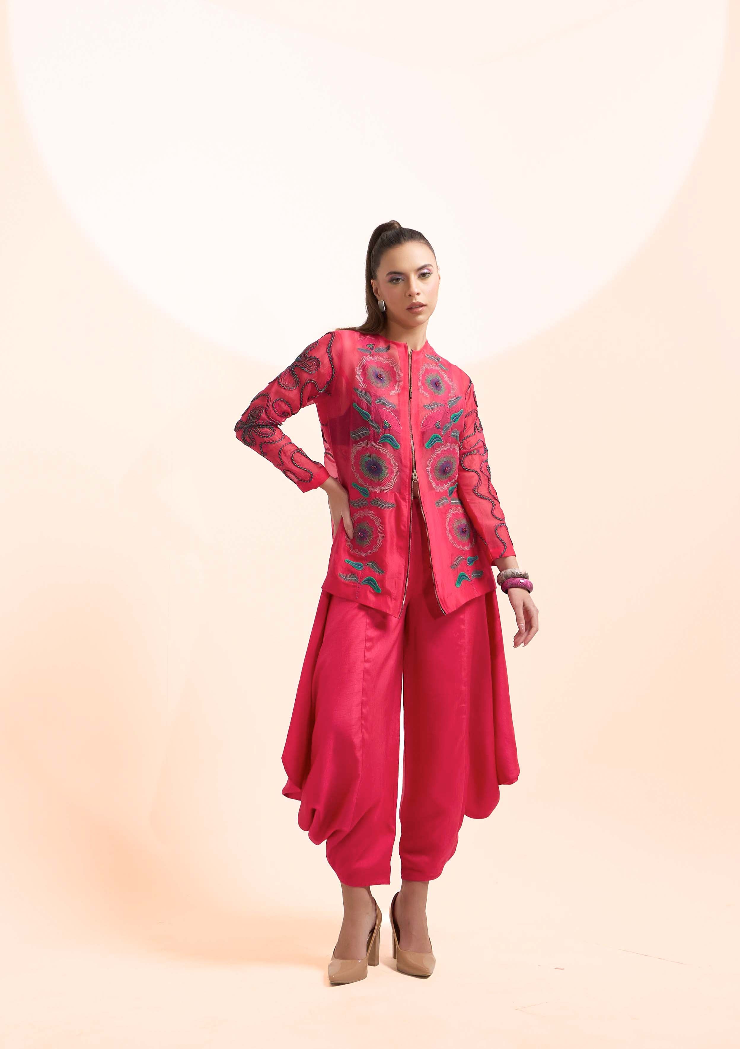 ZINNIA JACKET WITH DHOTI PANTS - The Silk Love